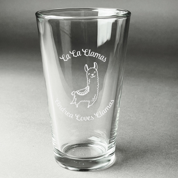 Custom Llamas Pint Glass - Engraved (Personalized)