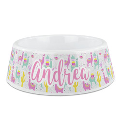 Llamas Plastic Dog Bowl (Personalized)