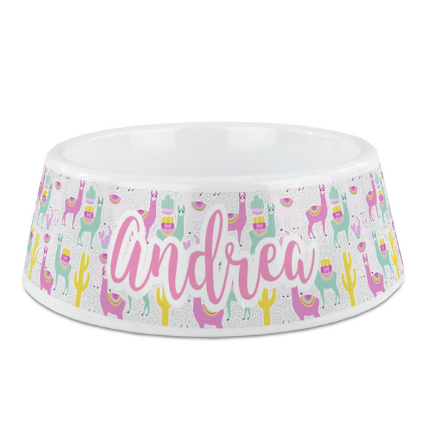 Custom Llamas Plastic Dog Bowl (Personalized)
