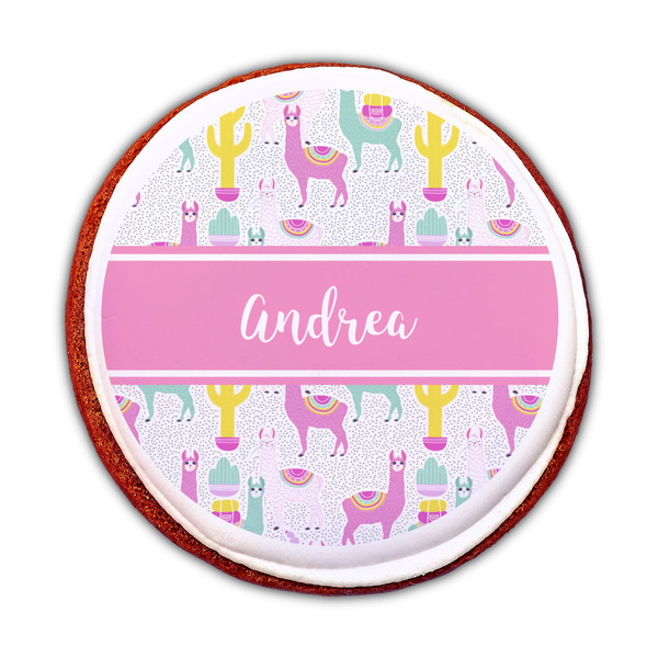 Llamas Printed Icing Circle - Medium - On Cookie