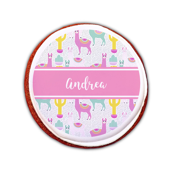 Llamas Printed Icing Circle - Small - On Cookie