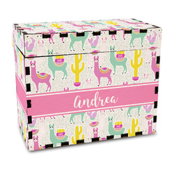 Llamas Wood Recipe Box - Full Color Print (Personalized)