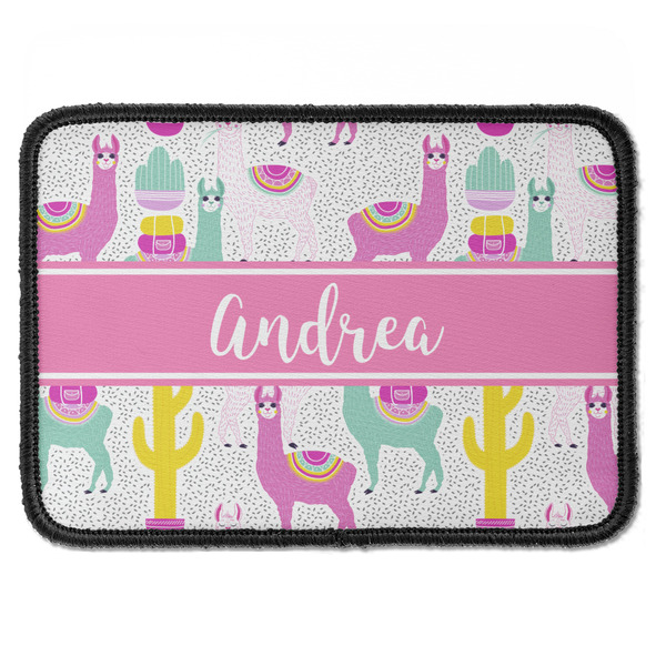 Custom Llamas Iron On Rectangle Patch w/ Name or Text