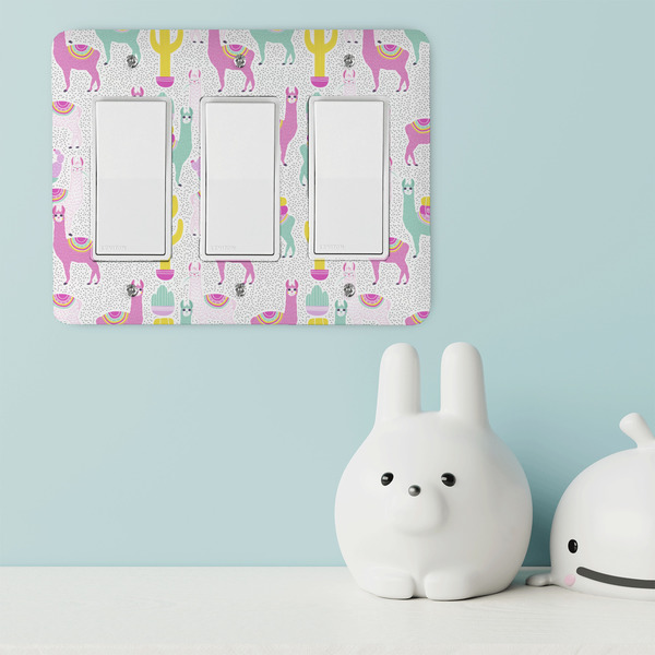 Llamas Rocker Light Switch Covers - Triple - IN CONTEXT