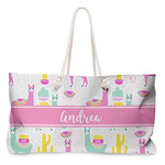 Llamas Large Tote Bag with Rope Handles (Personalized)