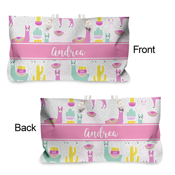 Llamas Large Rope Tote - From & Back View