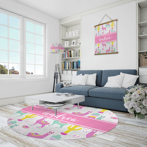 Llamas Round Area Rug - IN CONTEXT