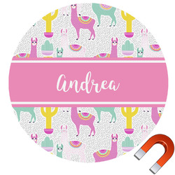 Llamas Round Car Magnet - 6" (Personalized)