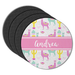 Llamas Round Rubber Backed Coasters - Set of 4 (Personalized)