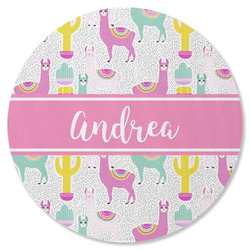 Llamas Round Rubber Backed Coaster (Personalized)