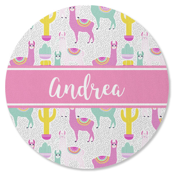 Custom Llamas Round Rubber Backed Coaster (Personalized)