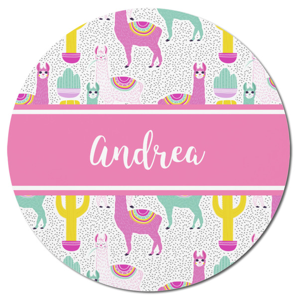 Llamas Round Fridge Magnet - FRONT