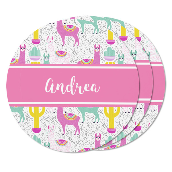 Llamas Round Fridge Magnet - THREE