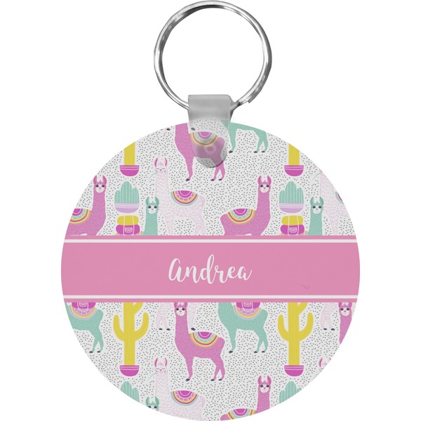 Llamas Round Keychain (Personalized)