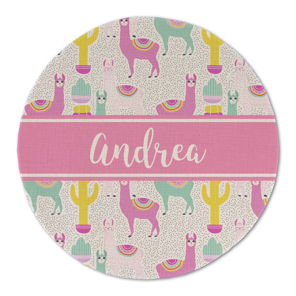 Custom Llamas Round Linen Placemat (Personalized)