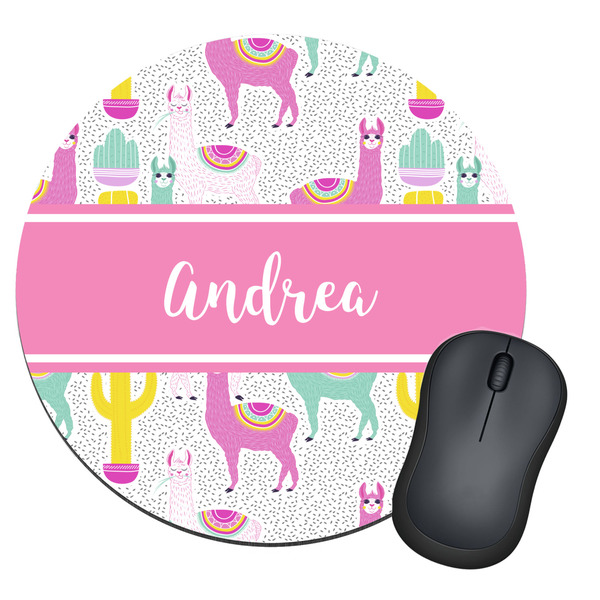 Custom Llamas Round Mouse Pad (Personalized)
