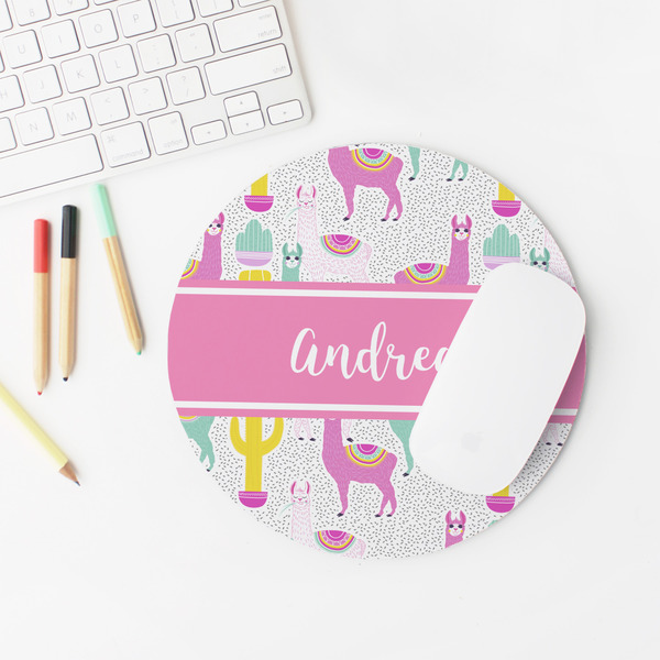 Llamas Round Mousepad - LIFESTYLE 2