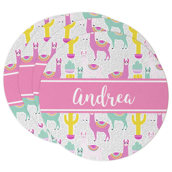 Custom Llamas Round Paper Coasters w/ Name or Text