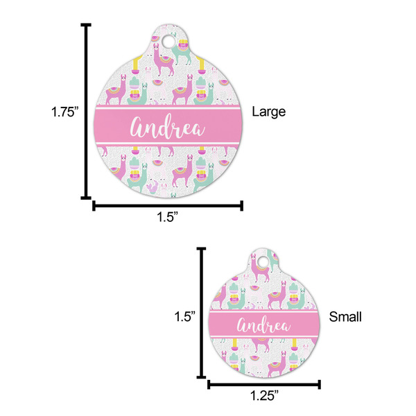 Llamas Round Pet ID Tag - Large - Comparison Scale