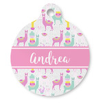 Llamas Round Pet ID Tag - Large (Personalized)