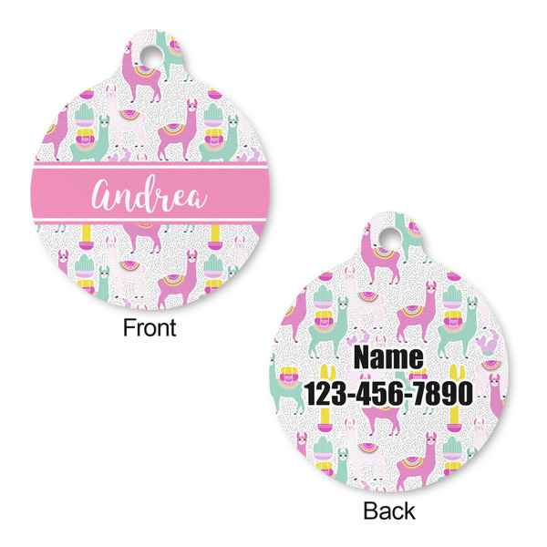 Llamas Round Pet Tag - Front & Back