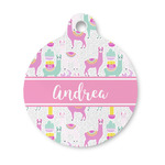 Llamas Round Pet ID Tag - Small (Personalized)