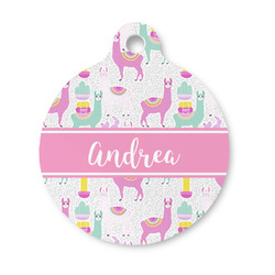 Llamas Round Pet ID Tag - Small (Personalized)