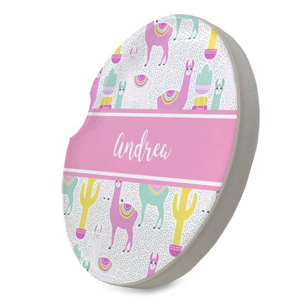 Llamas Sandstone Car Coaster - STANDING ANGLE