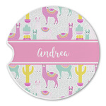 Llamas Sandstone Car Coaster - Single (Personalized)