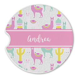 Llamas Sandstone Car Coaster - Single (Personalized)