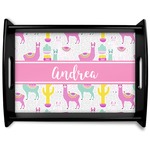 Llamas Black Wooden Tray - Large (Personalized)