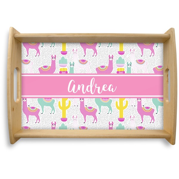 Custom Llamas Natural Wooden Tray - Small (Personalized)
