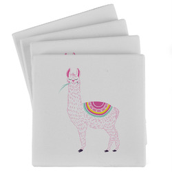 Llamas Absorbent Stone Coasters - Set of 4 (Personalized)