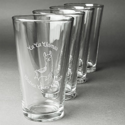 Llamas Pint Glasses - Engraved (Set of 4) (Personalized)