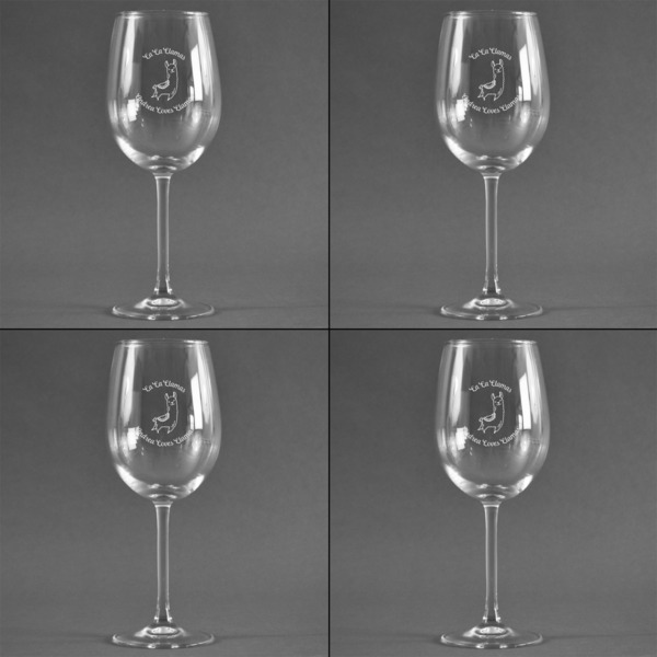 Llamas Set of Four Personalized Wineglasses (Approval)