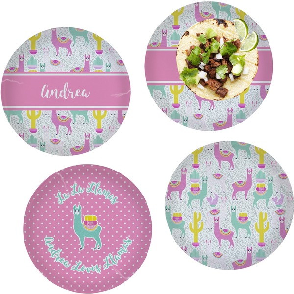 Custom Llamas Set of 4 Glass Lunch / Dinner Plate 10" (Personalized)