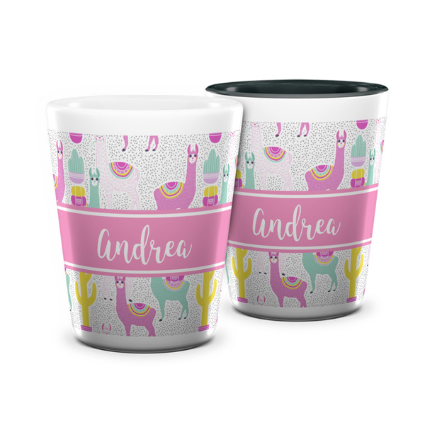 Custom Llamas Ceramic Shot Glass - 1.5 oz (Personalized)