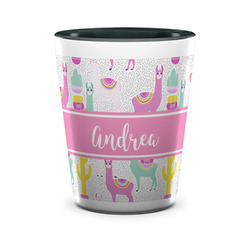 Llamas Ceramic Shot Glass - 1.5 oz - Two Tone - Set of 4 (Personalized)