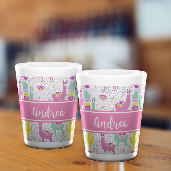 Llamas Shot Glass - White - LIFESTYLE