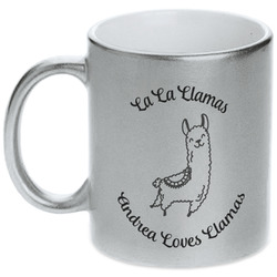 Llamas Metallic Silver Mug (Personalized)