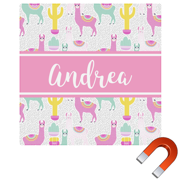 Custom Llamas Square Car Magnet - 6" (Personalized)