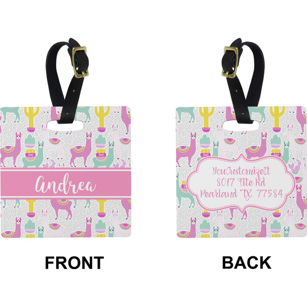 Llamas Square Luggage Tag (Front + Back)