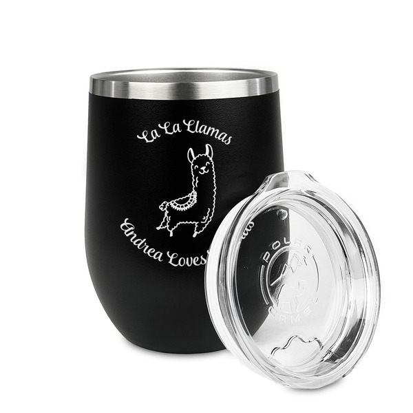 Llamas Stainless Wine Tumblers - Black - Double Sided - Alt View