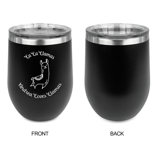 Llamas Stainless Wine Tumblers - Black - Single Sided - Approval