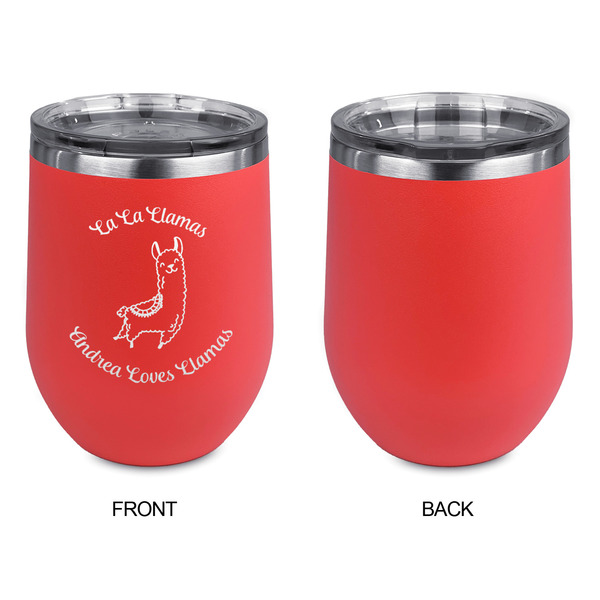 Llamas Stainless Wine Tumblers - Coral - Single Sided - Approval