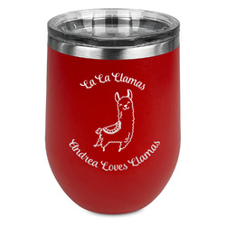 Llamas Stemless Stainless Steel Wine Tumbler - Red - Double Sided (Personalized)