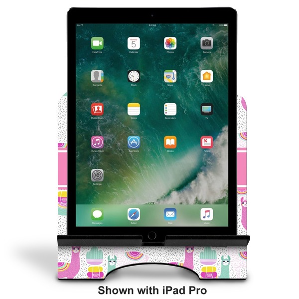 Llamas Stylized Tablet Stand - Front with ipad