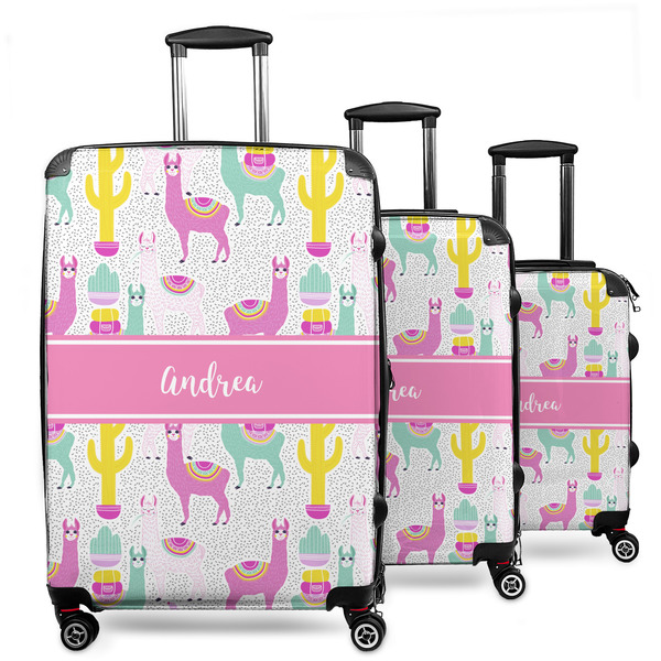Custom Llamas 3 Piece Luggage Set - 20" Carry On, 24" Medium Checked, 28" Large Checked (Personalized)