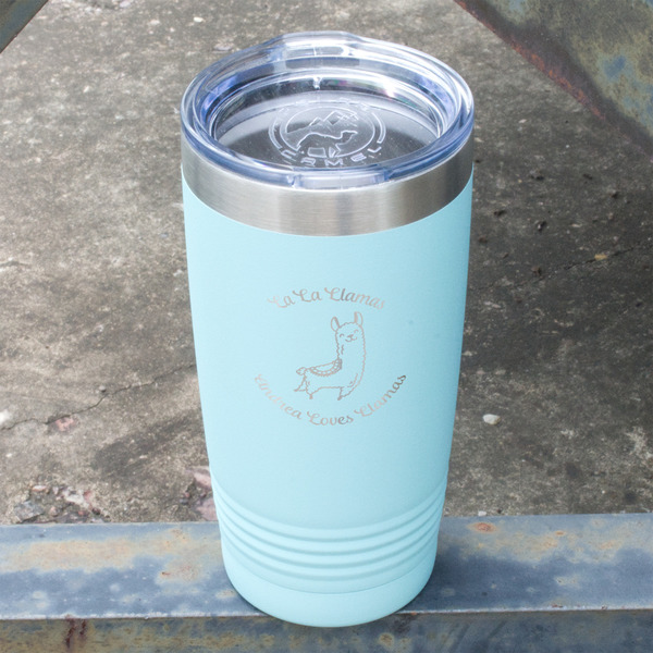 Llamas Teal Polar Camel Tumbler - 20oz - Angled