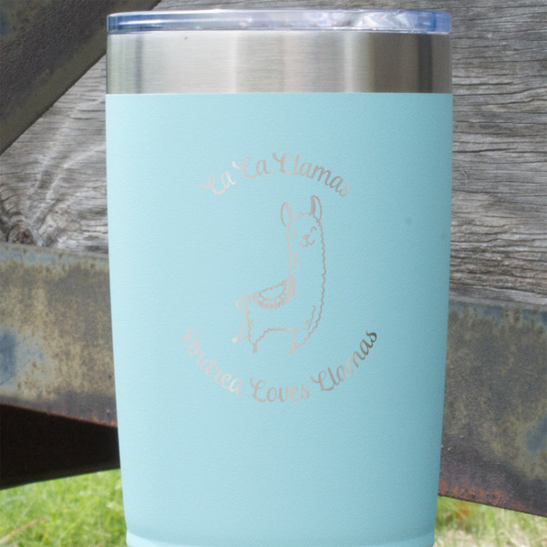 Llamas Teal Polar Camel Tumbler - 20oz - Close Up